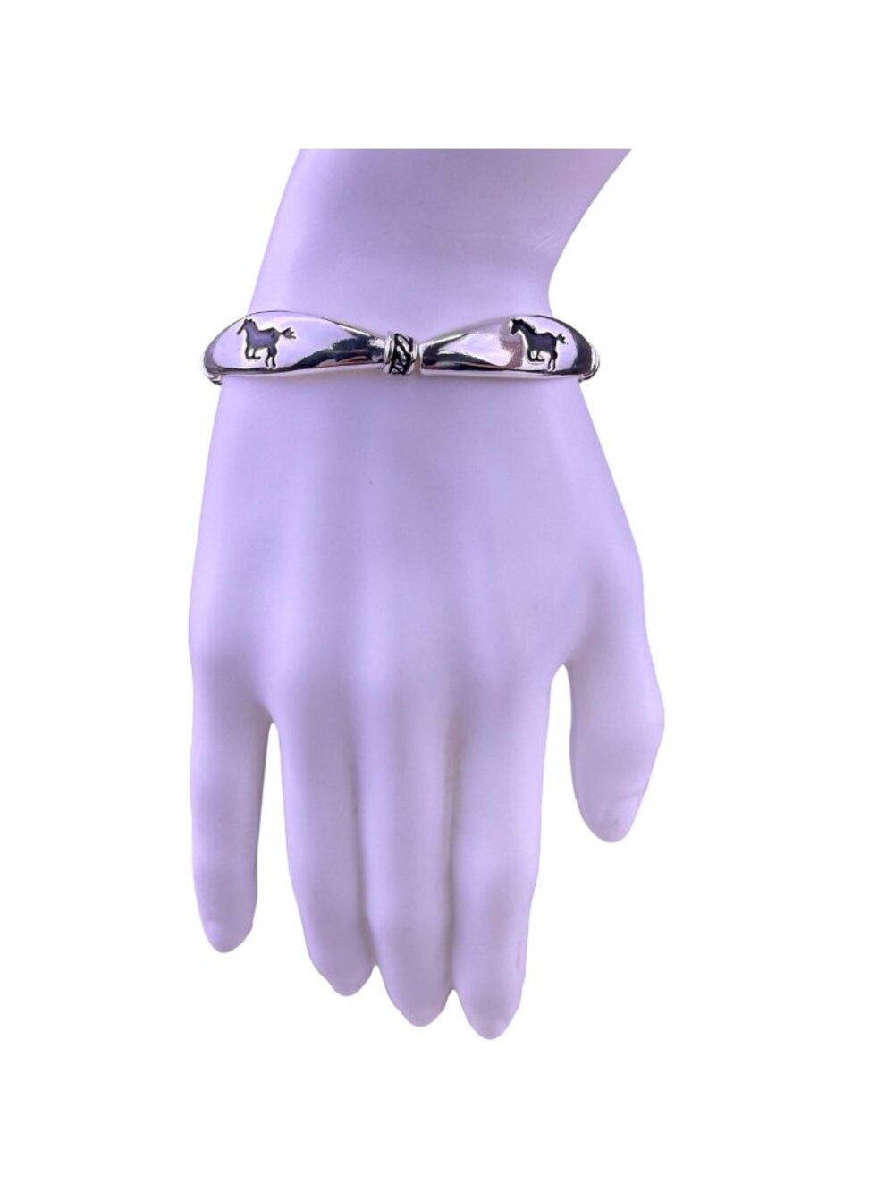 Fashion Leader Womens Silver Tone Equestrian Horse Bangle Bracelet